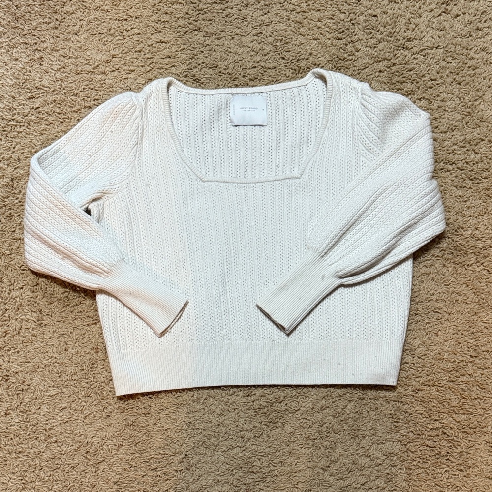 Lucky Brand Women's Ivory Scoop Neck Sweater